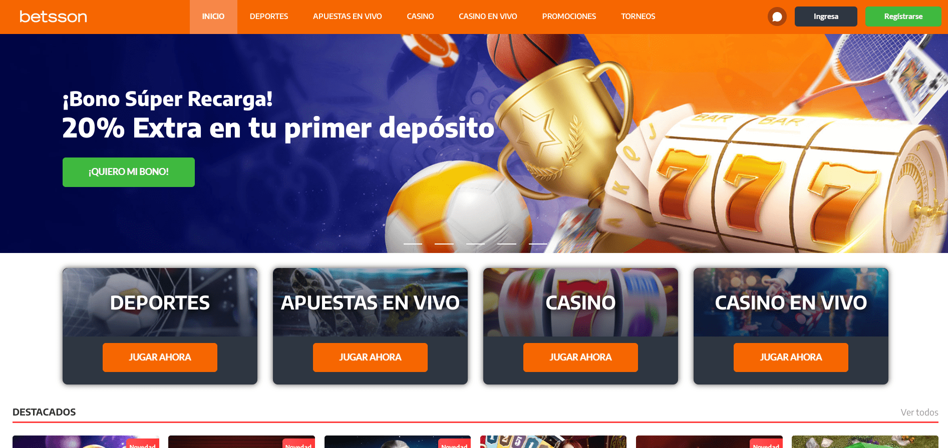 Sitio web de Betsson Colombia