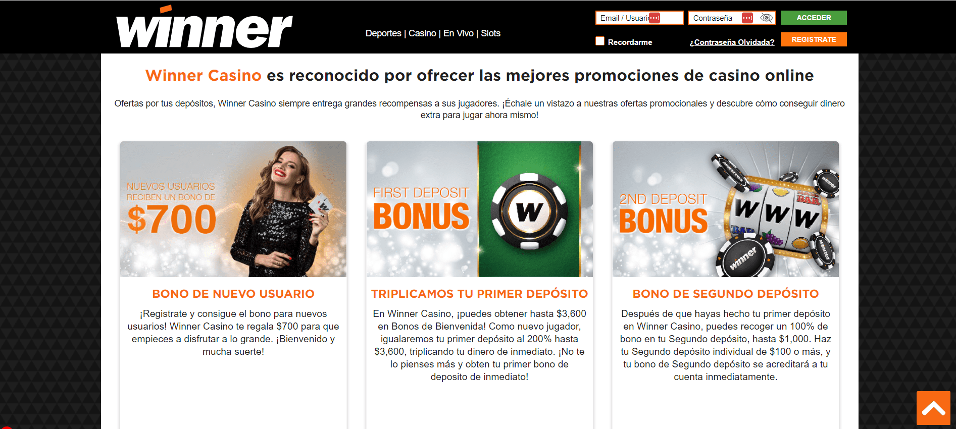 Bonos de Winner Casino MX