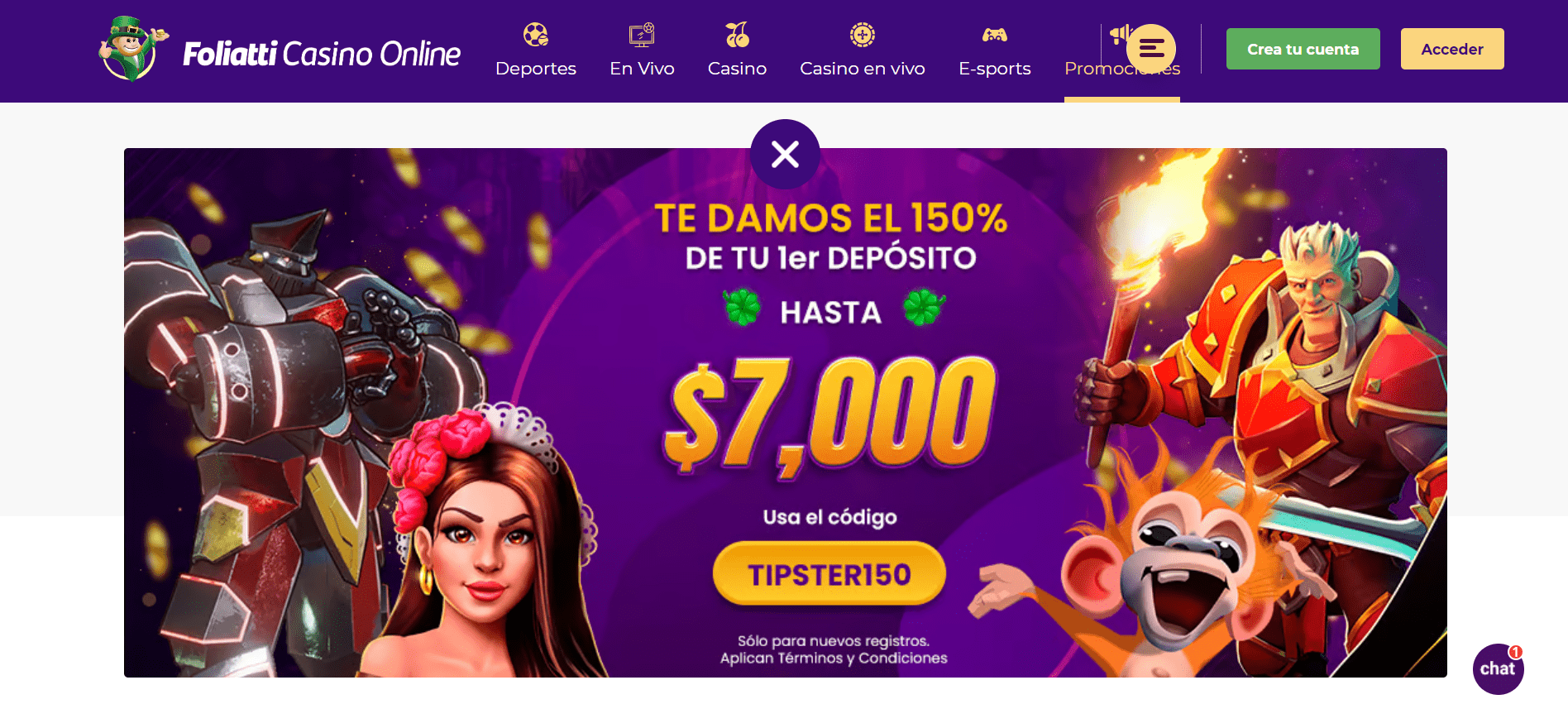 Bono de bienvenida de Foliatti Casino