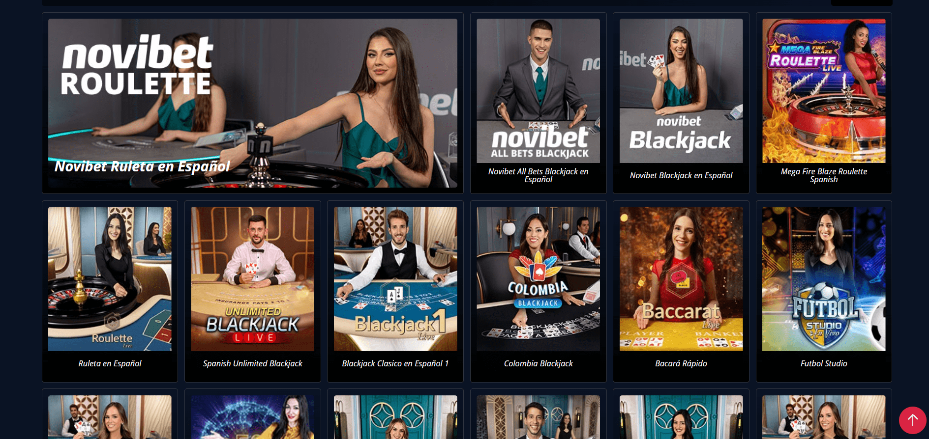 Juegos en vivo de Novibet Casino